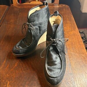 3.1 Phillip Lim- Black Pony Hair and Calf Leather Wedge Booties. Size 39